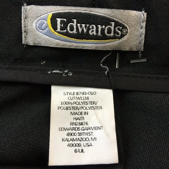 Edwards Easy Fit Uniform‎ Work Pants Black UL 8793-010 Unhemmed Size 6 - Picture 4 of 12